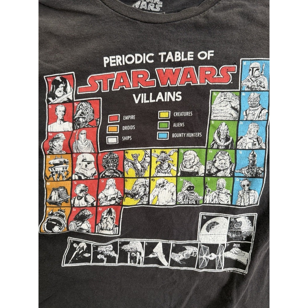 Star Wars Periodic Table of Villains Men's Graphic T-shirt Large Black